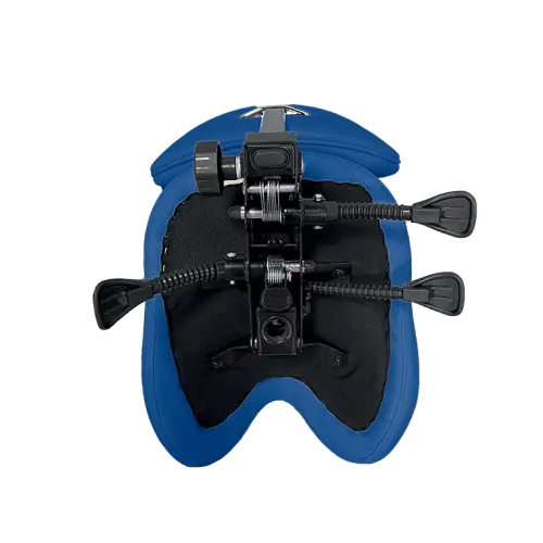 SADDLE 21, pracovní židle sedlová, ekokůže modrá